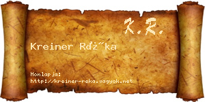 Kreiner Réka névjegykártya