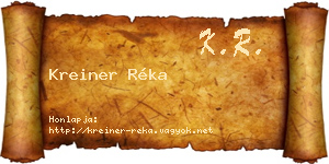Kreiner Réka névjegykártya